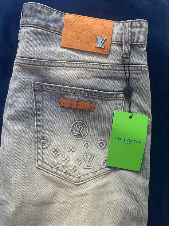 Louis Vuitton Other - Louis Vuitton Men's Tan-Accented Gray Jeans with Embossed Monogram blue buttons